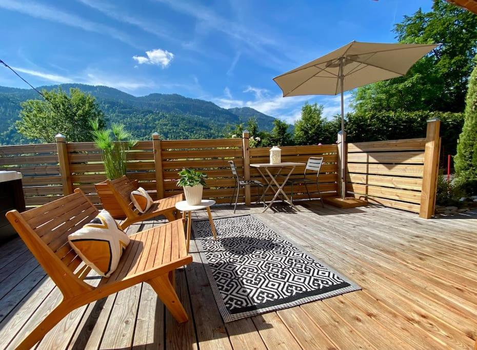 Androsace Appartement Dans Chalet Bois Avec Jacuzzi Privatif Terrasse Et Vue Montagne Les Villards-sur-Thones Exterior photo